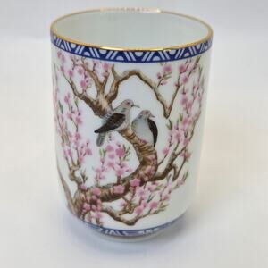Franklin Porcelain Birds Blossoms Tea Cup 1985 Japan Porcelain Vintage